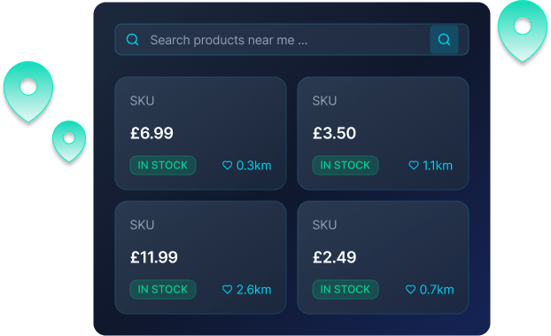 Stock.Live product grid showing local inventory with prices and stock status
